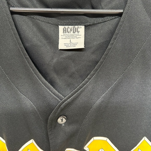 AC/DC Black Button Down Shirt with Red and Yellow Logo unisex - Picture 3 of 8